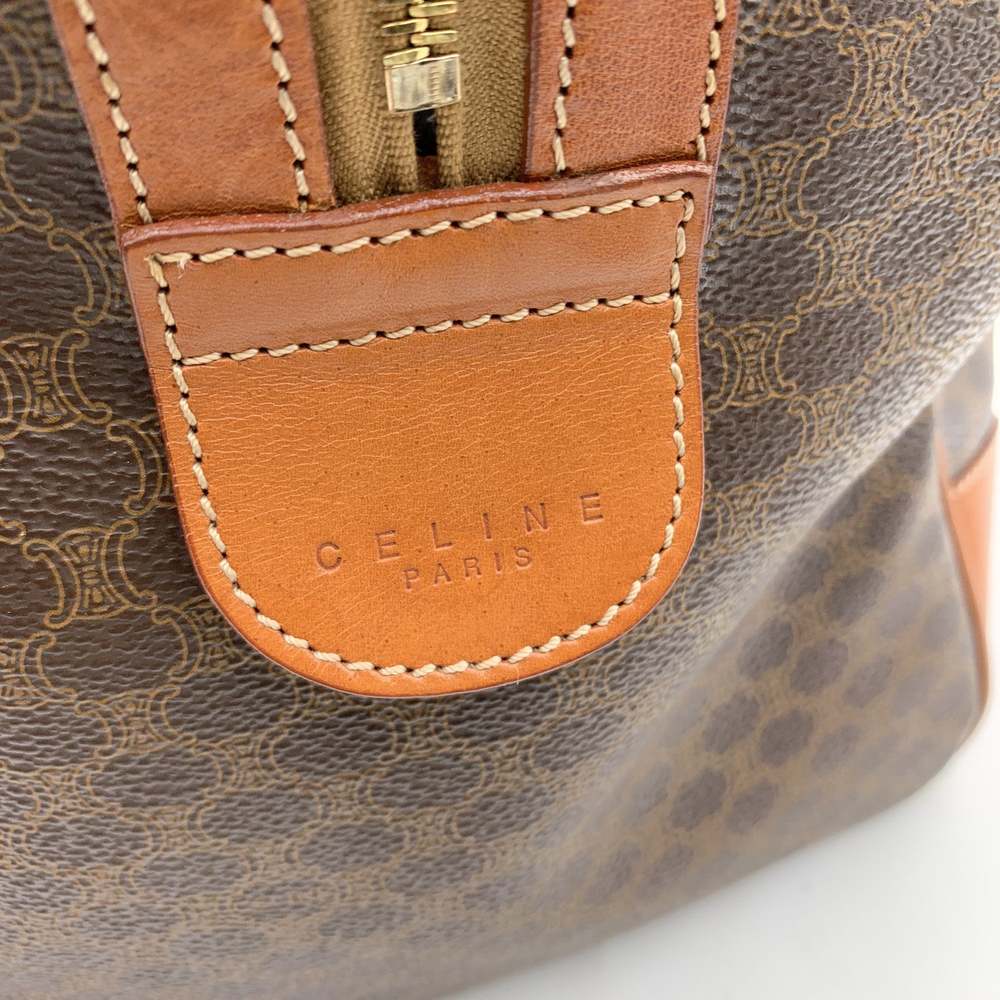 CELINE Vintage Brown Macadam Canvas Duffel Duffle Weekend Bag - Picture 8 of 8
